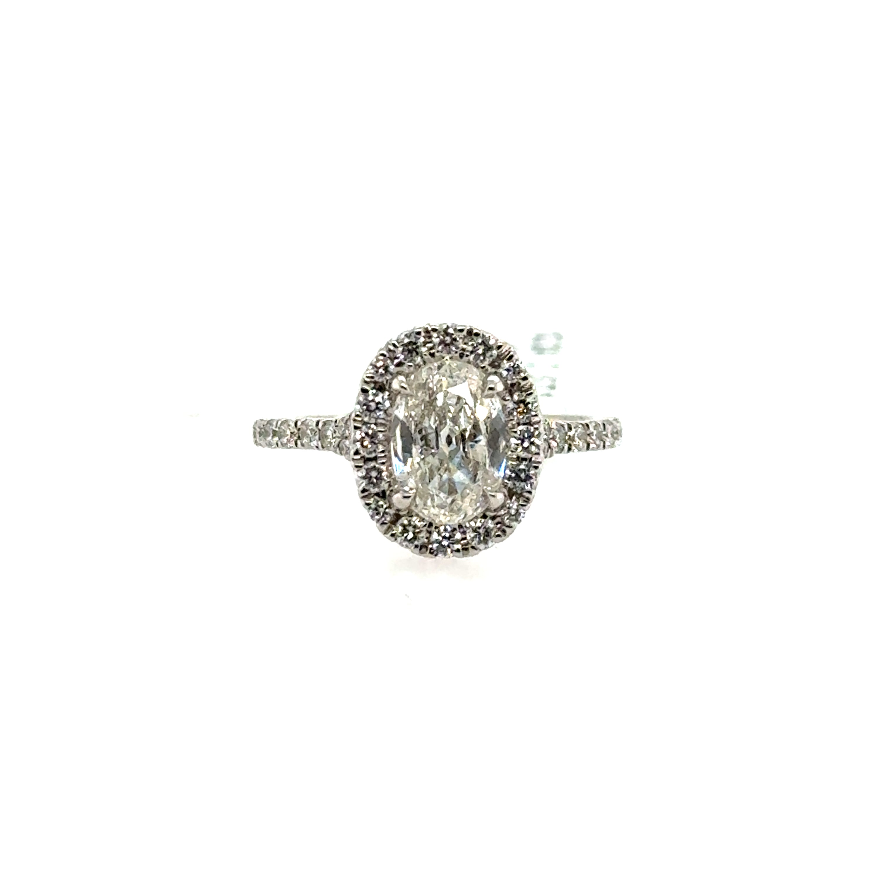 14k White Gold Halo Oval Diamond Engagement Ring