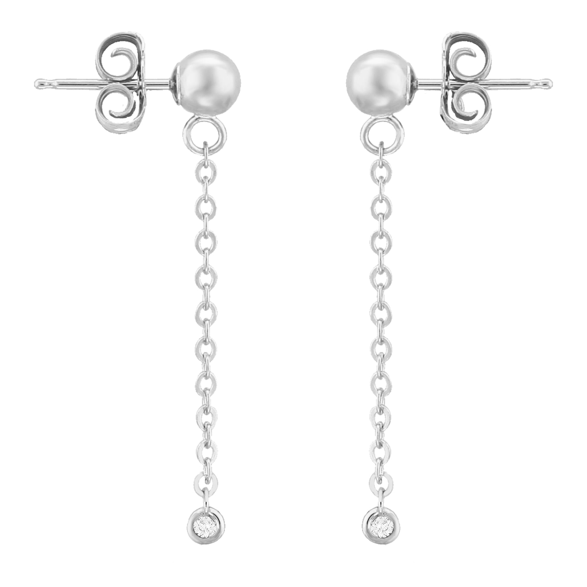 14k White Gold Dangle Diamond Earrings