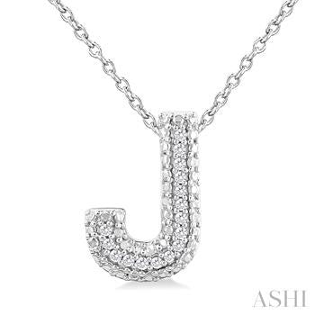 Sterling Silver Bubble Initial Diamond Pendant