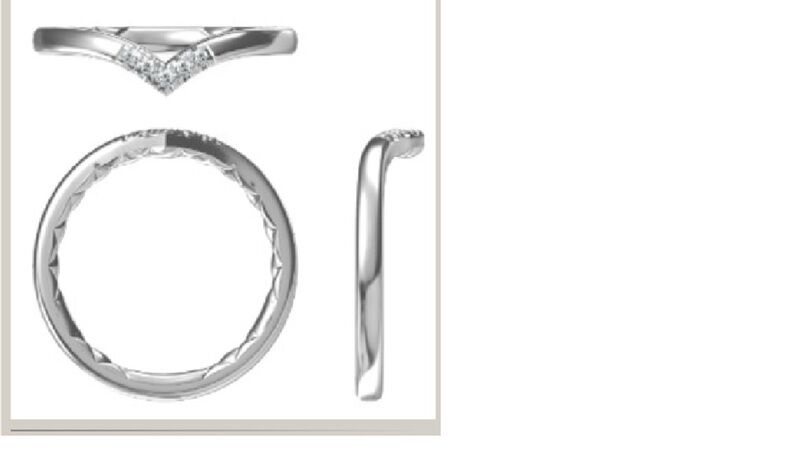 14k White Gold Curve Band Diamond Wedding Band