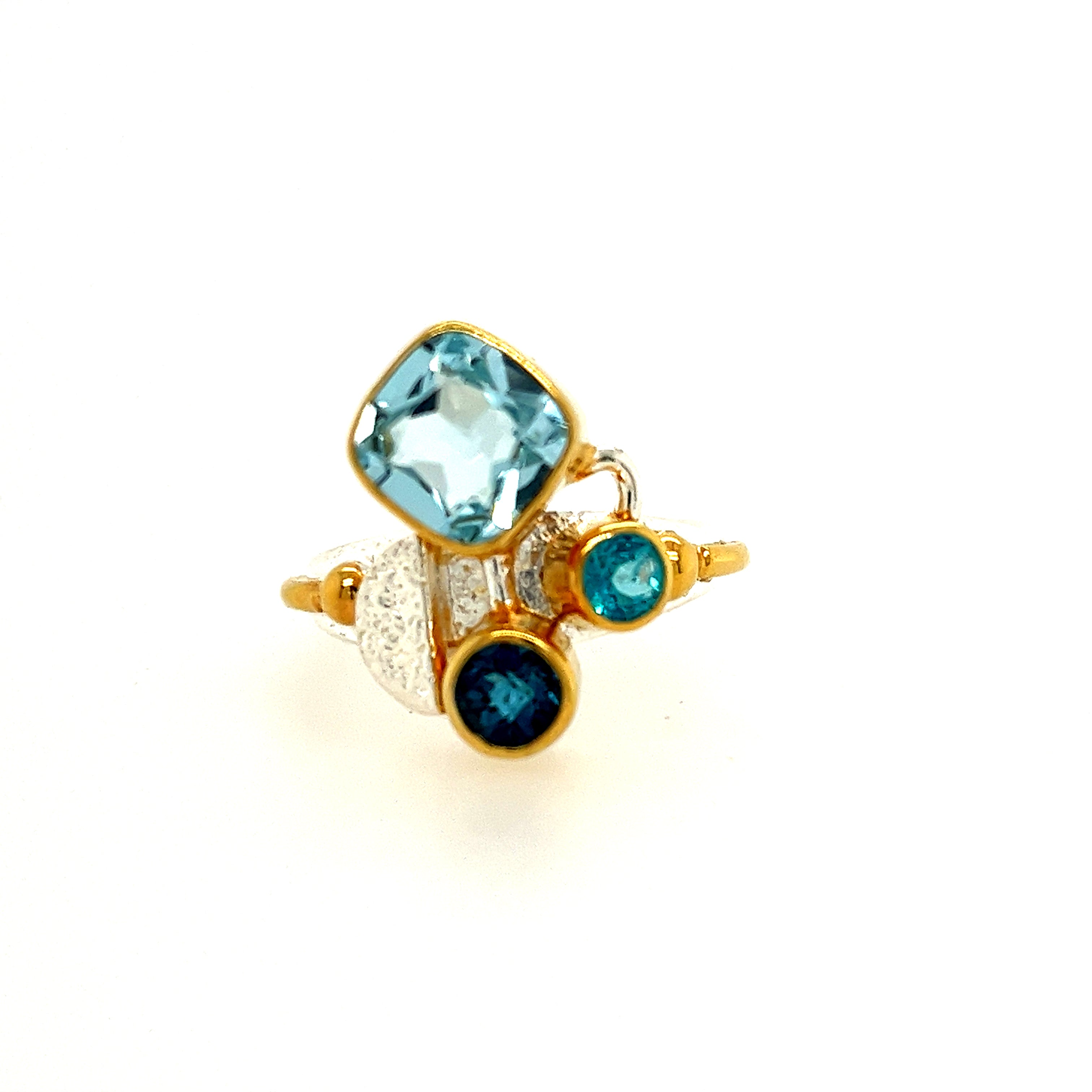 Sterling Silver And Vermeil Apatite Ring