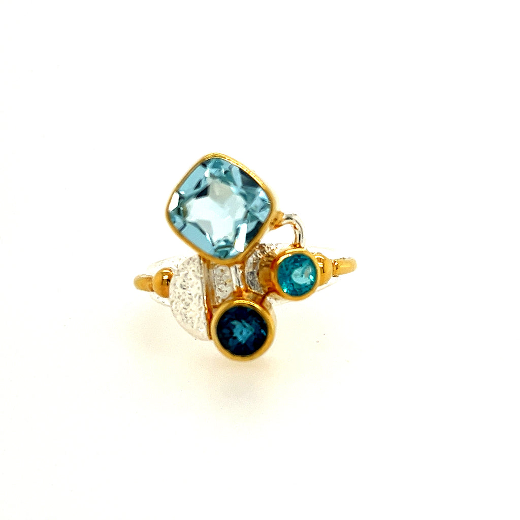 Sterling Silver And Vermeil Apatite Ring
