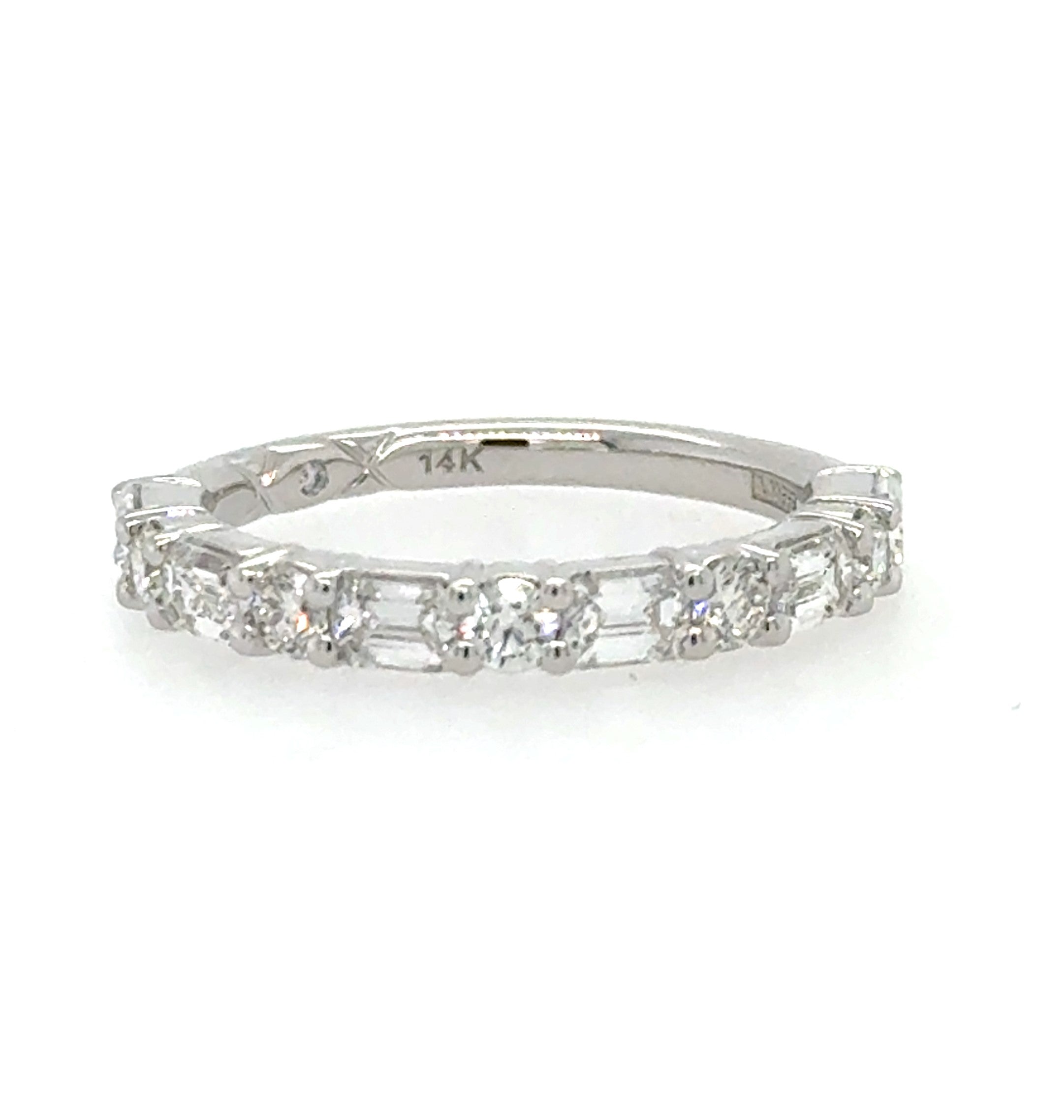 14k White Gold Shared Prong Diamond Wedding Band
