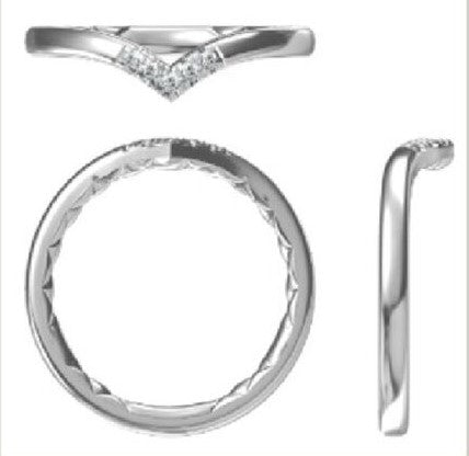 14k White Gold Curve Band Diamond Wedding Band