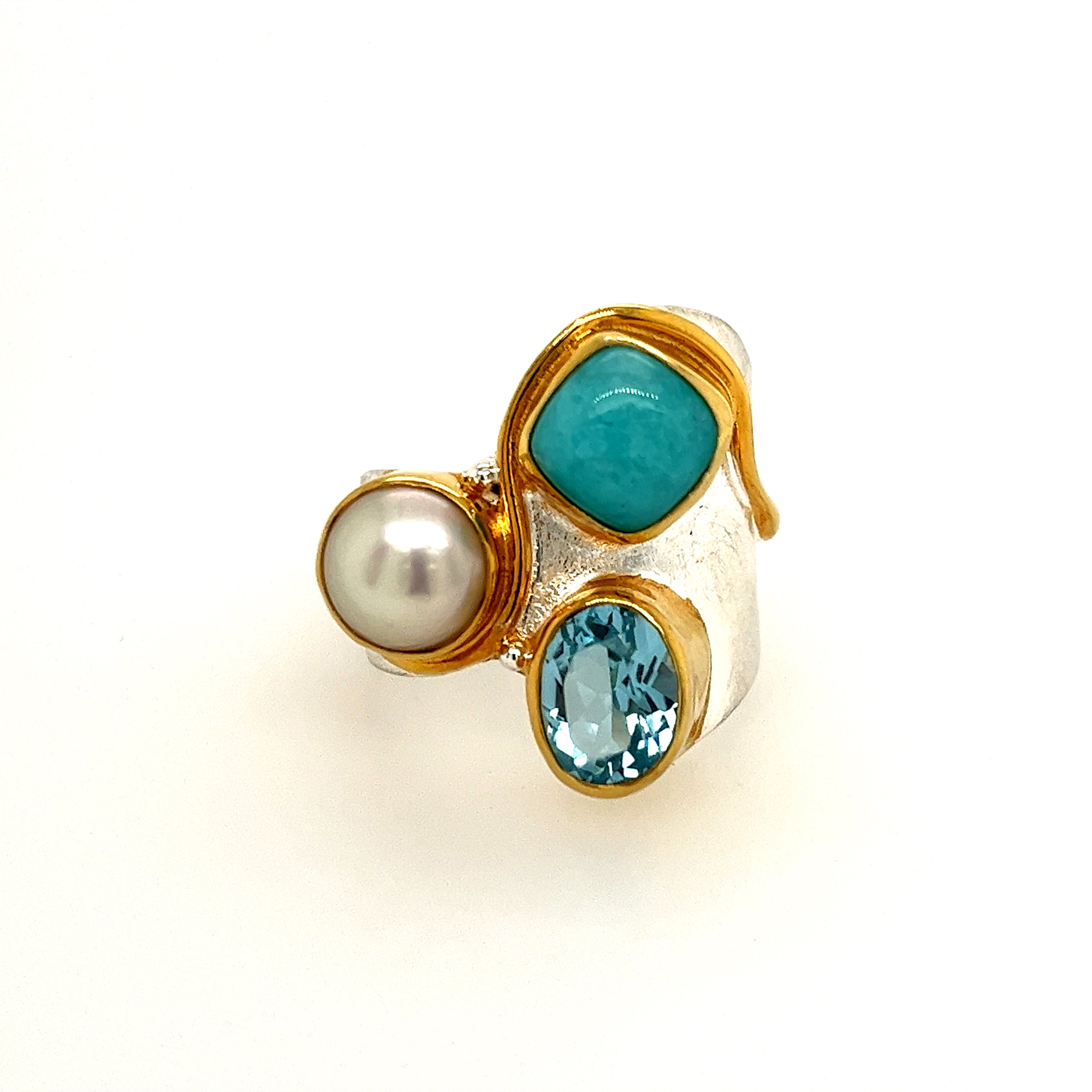 Sterling Silver And Vermeil Amazonite Ring
