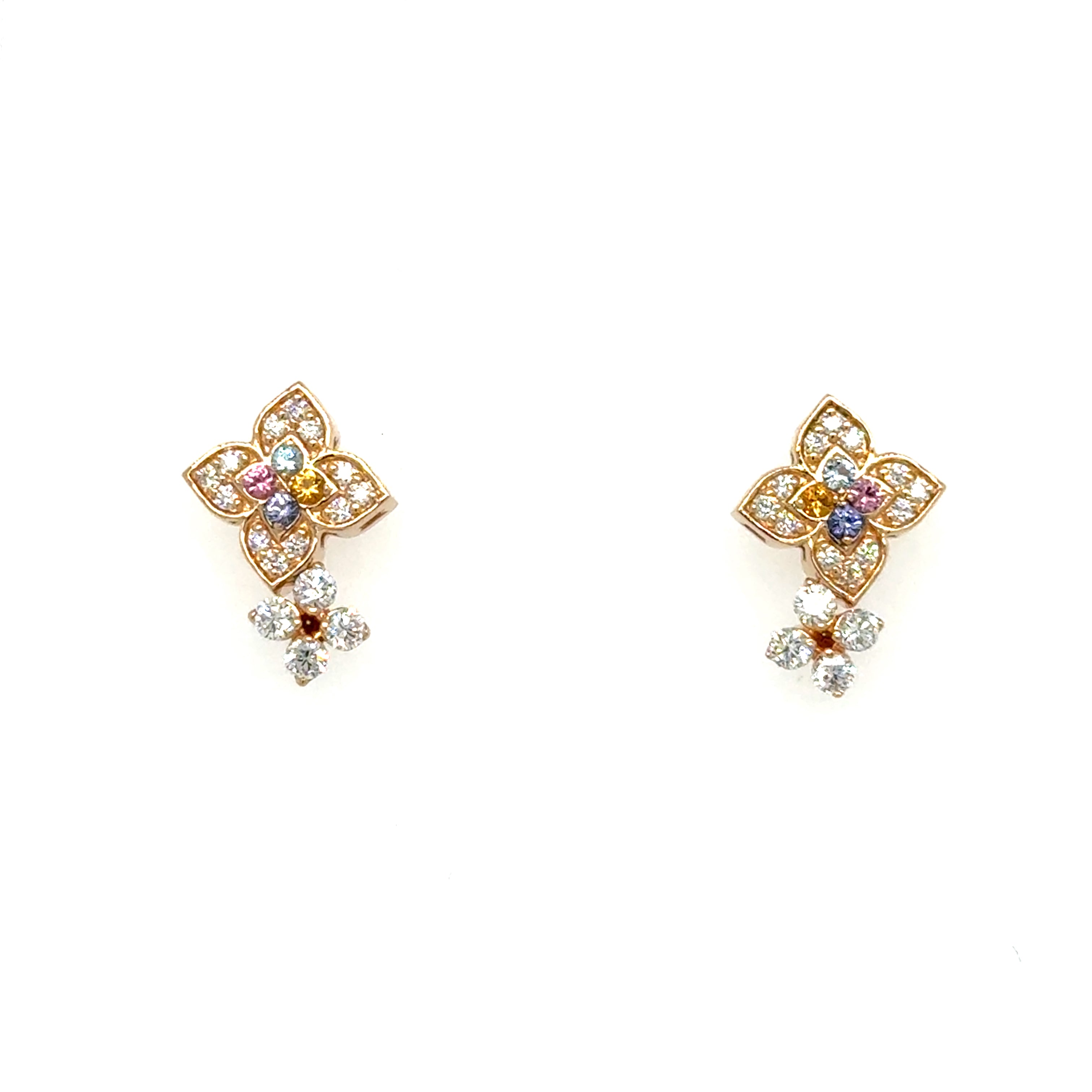 18K Rose Gold Blue Topaz Earrings