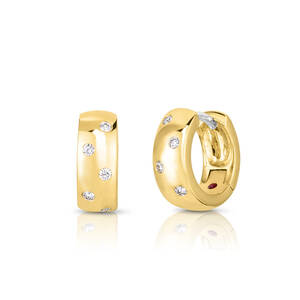 18K Yellow Gold Small Hoop Diamond Earrings - Roberto Coin Inc