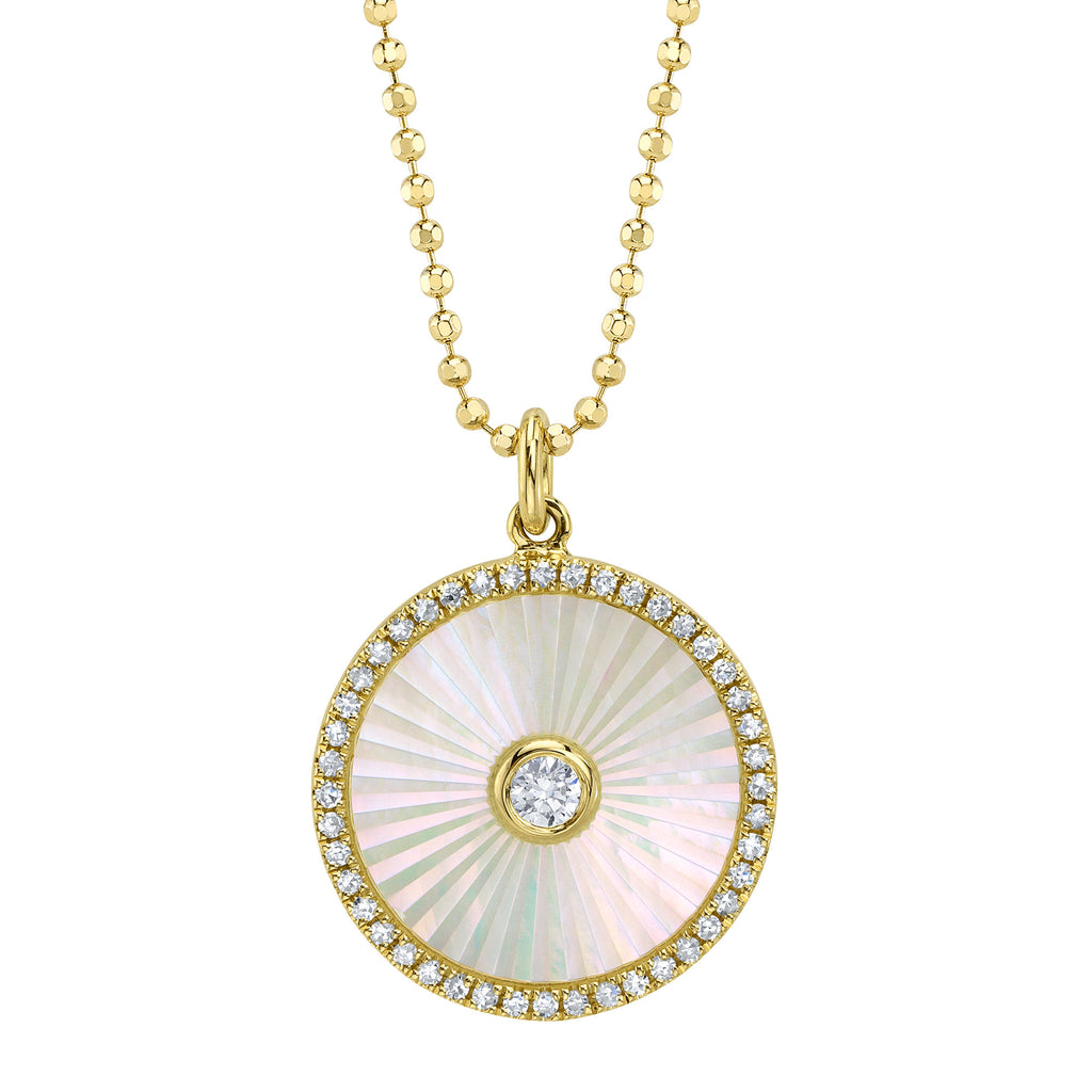 14K Yellow Gold Circle Diamond Pendant