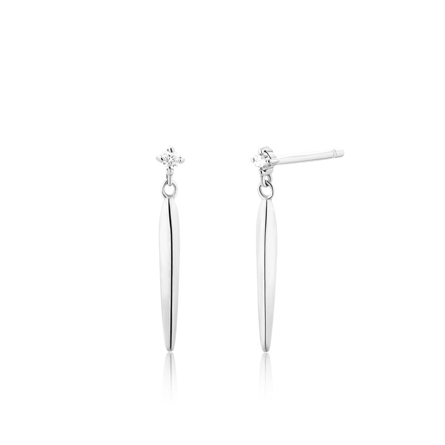 14k White Gold Dangle Diamond Earrings