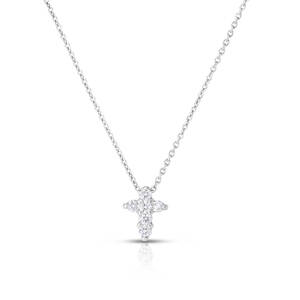 18k White Gold Baby Cross Diamond Pendant - Roberto Coin Inc