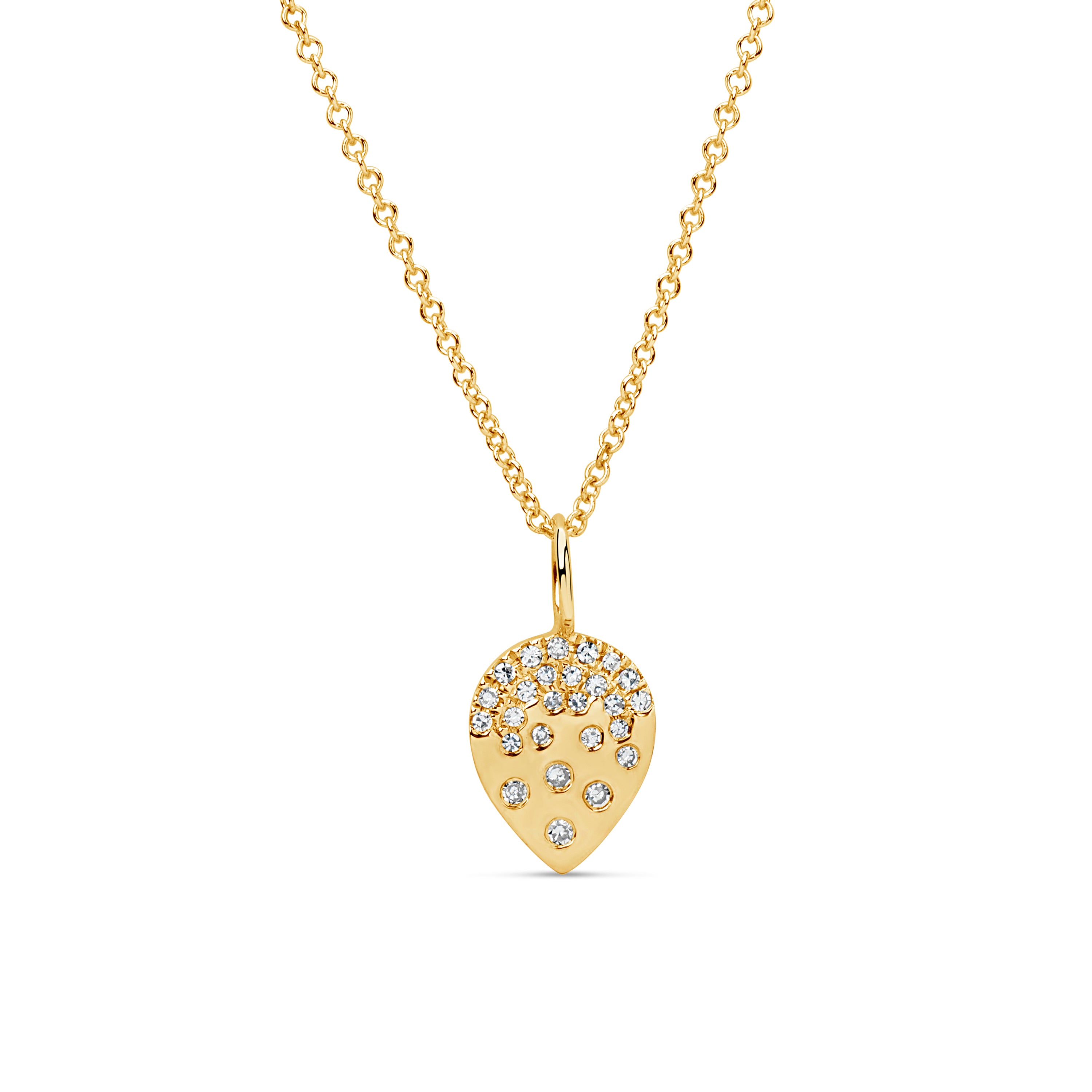 14K Yellow Gold Drop Diamond Pendant - Dilamani