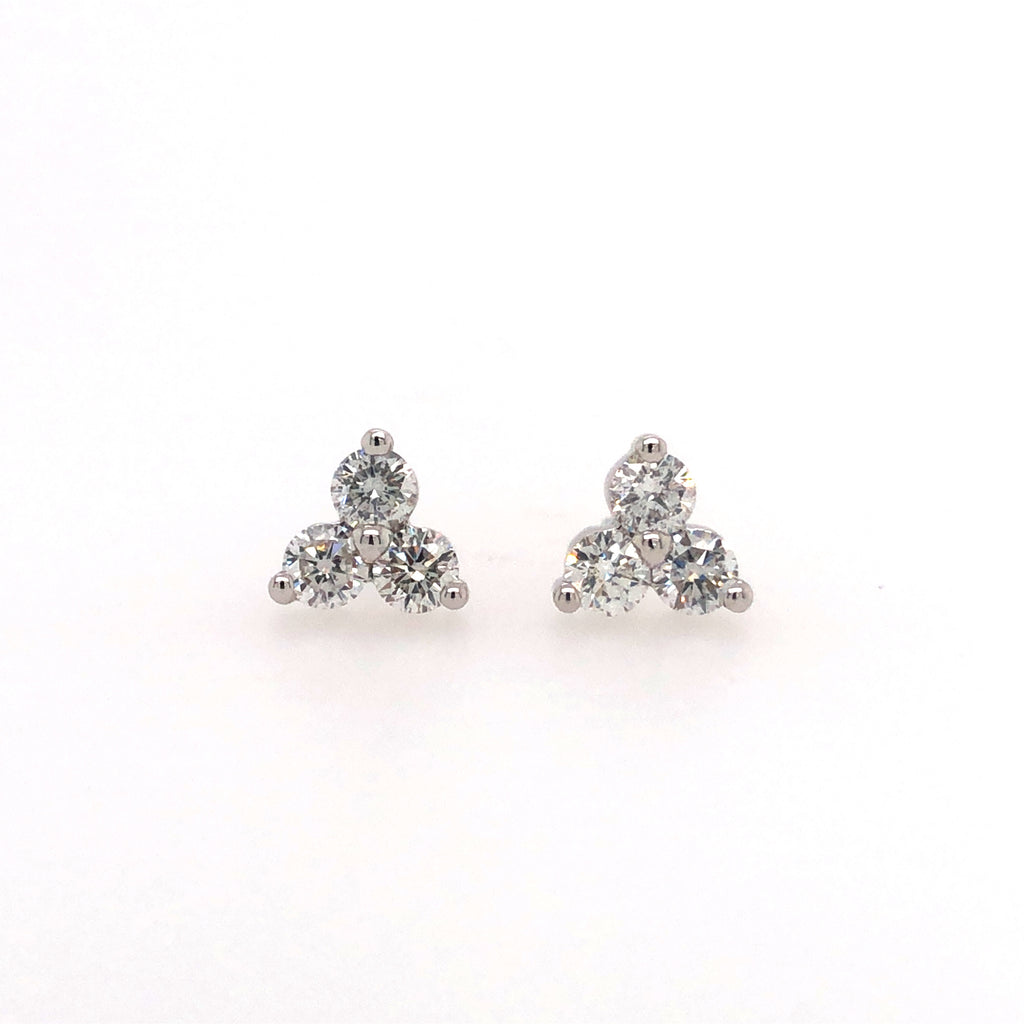 14k White Gold Lakeshore Diamond Button Earrings