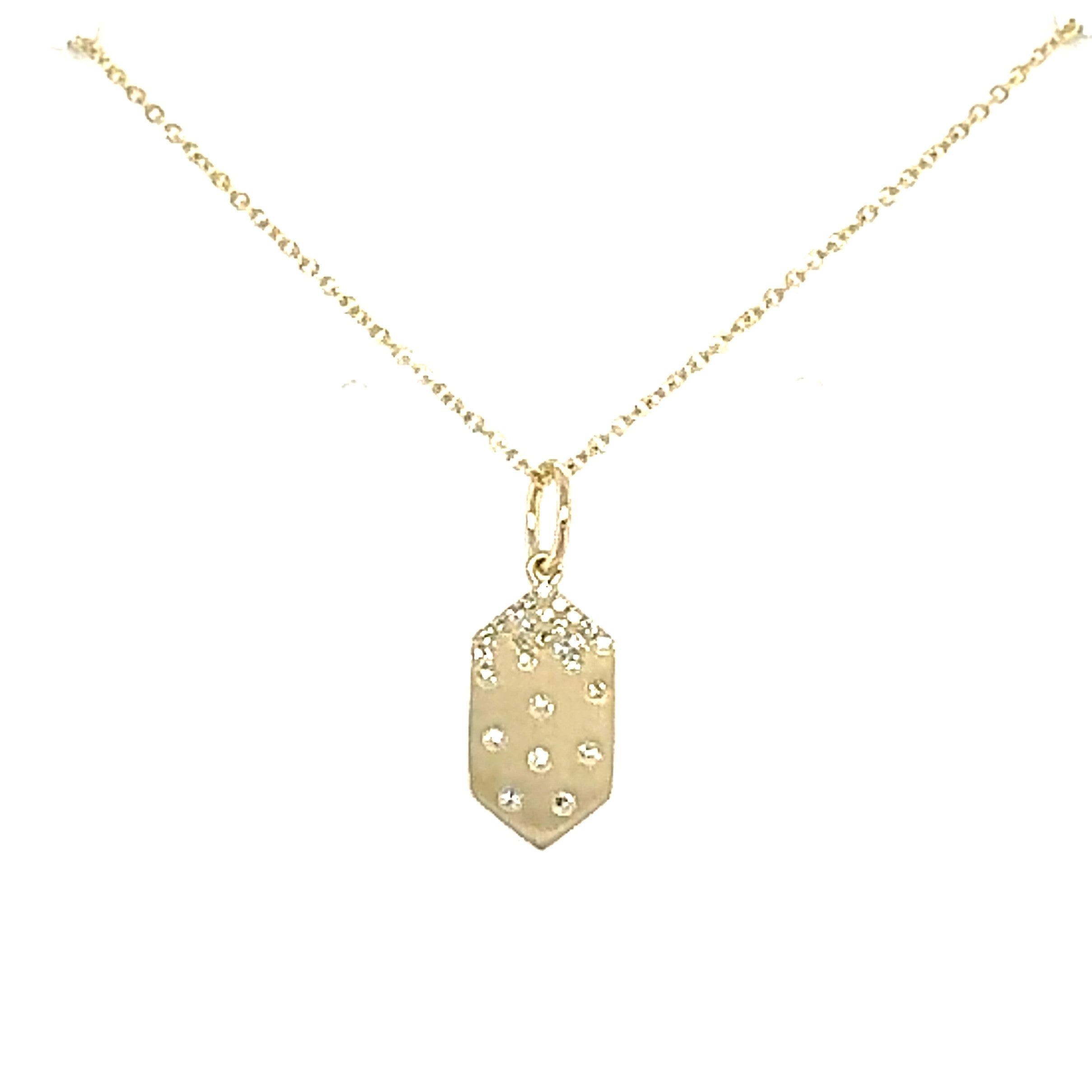 14K Yellow Gold Drop Diamond Pendant