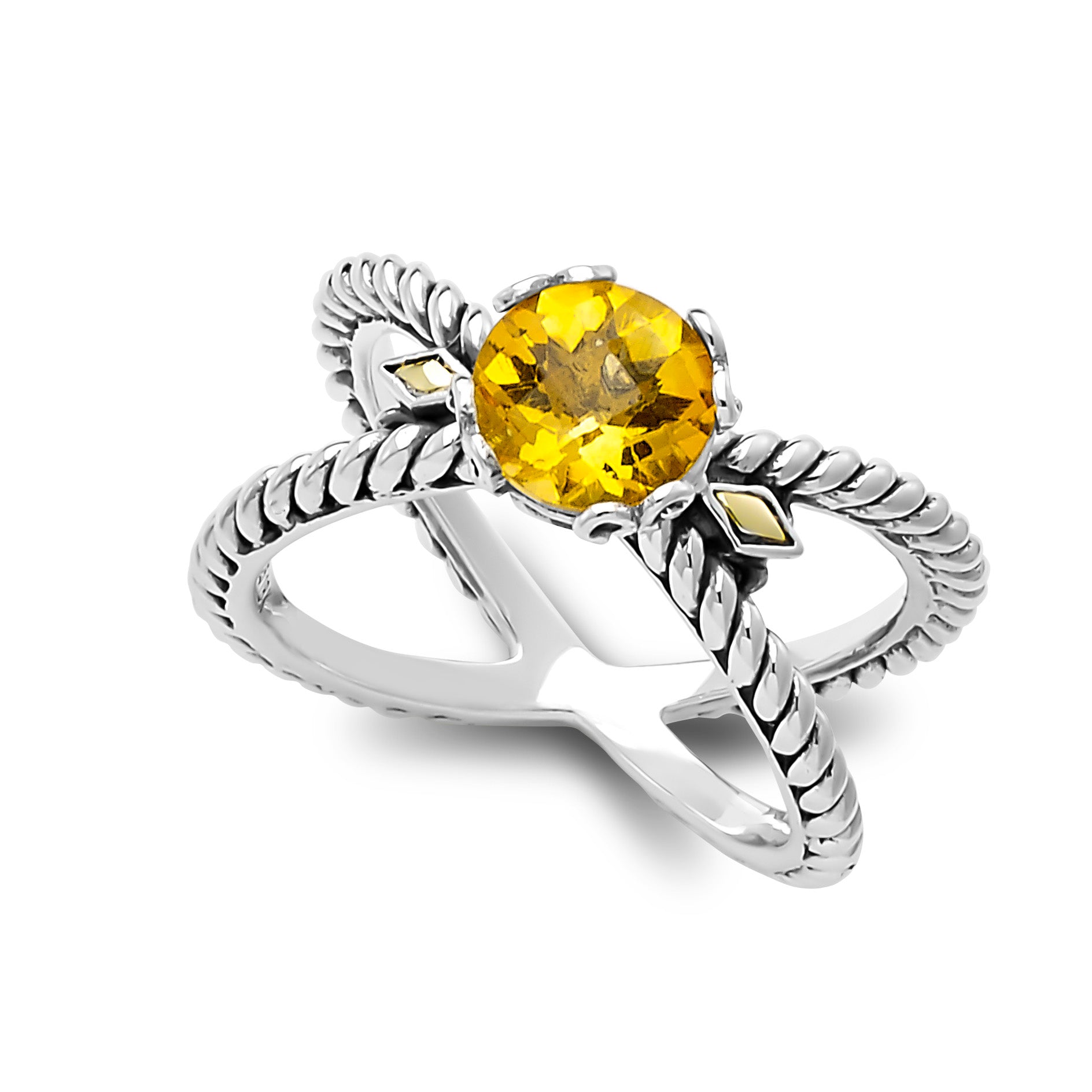 Sterling Silver And 18K Yellow Gold Citrine Ring