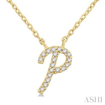 10 Karat Initial P Diamond Pendant