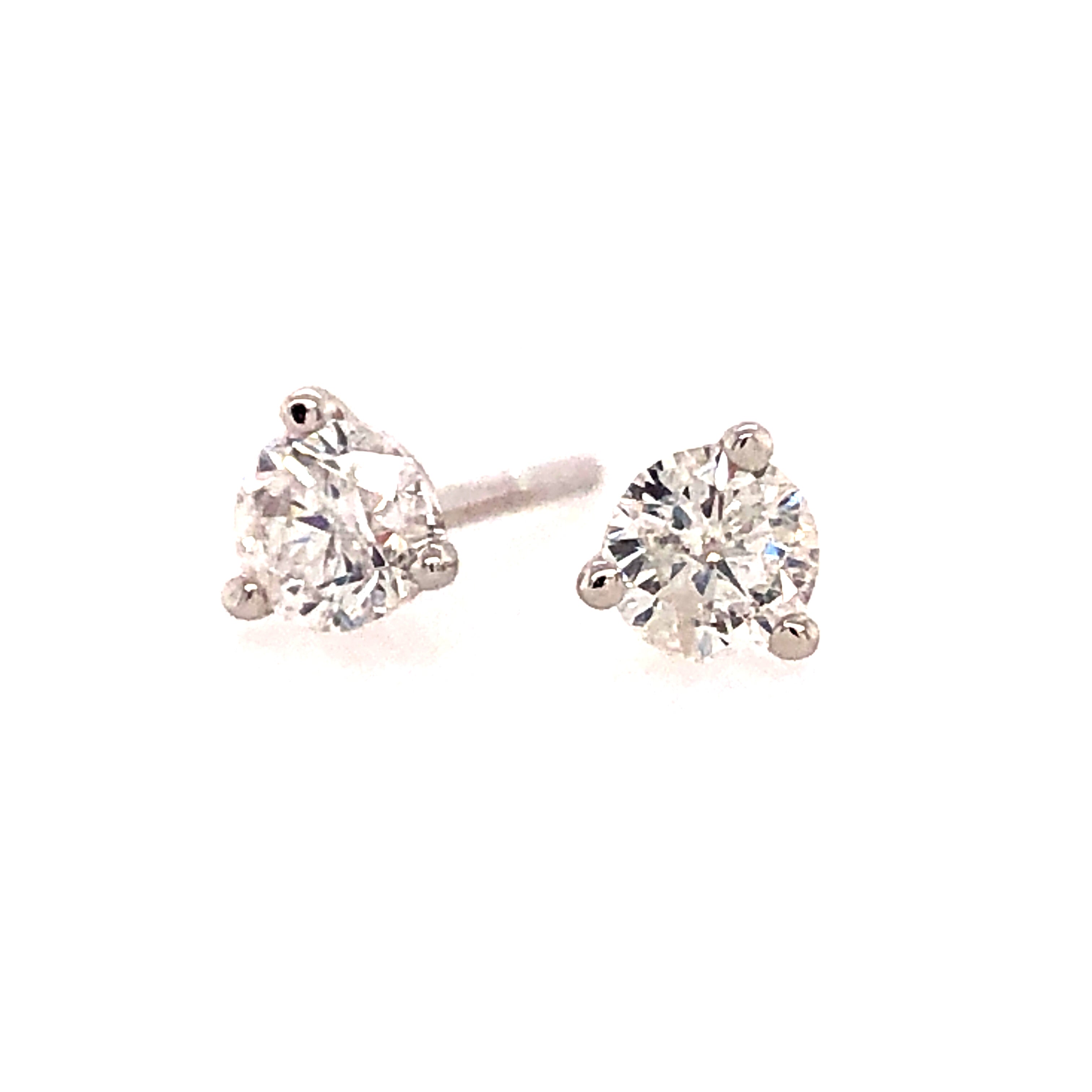 14k White Gold Diamond Stud Earrings