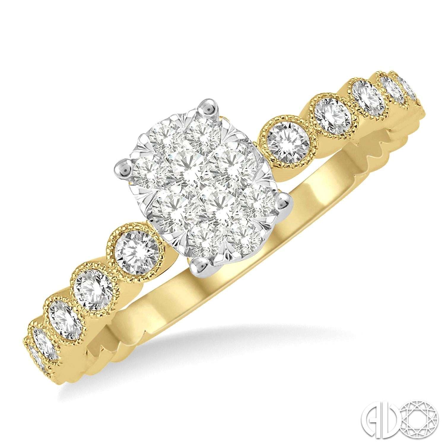 14K Yellow And White Gold Classic Round Diamond Engagement Ring