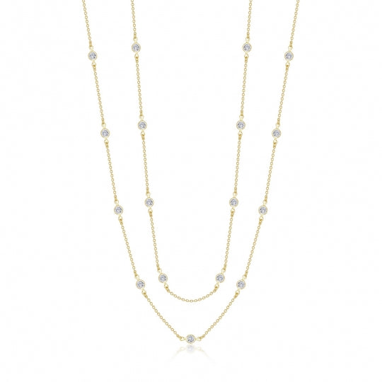 Gold Plated CZ Station Necklace
