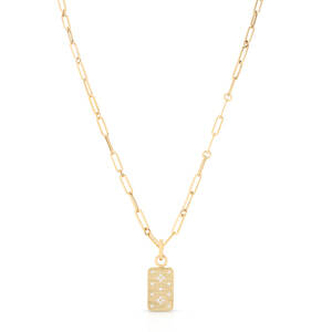 18K Yellow Gold Dog Tag Diamond Pendant - Roberto Coin Inc