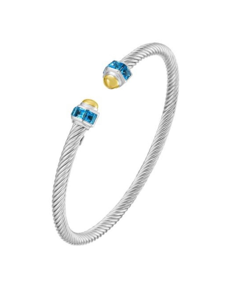 Sterling Silver And 18 Karat Blue Topaz Bracelet