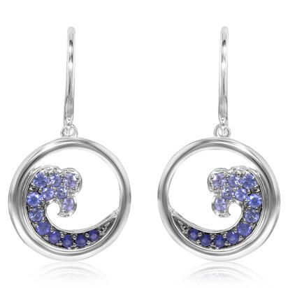 14k White Gold Sapphire Dangle Earrings