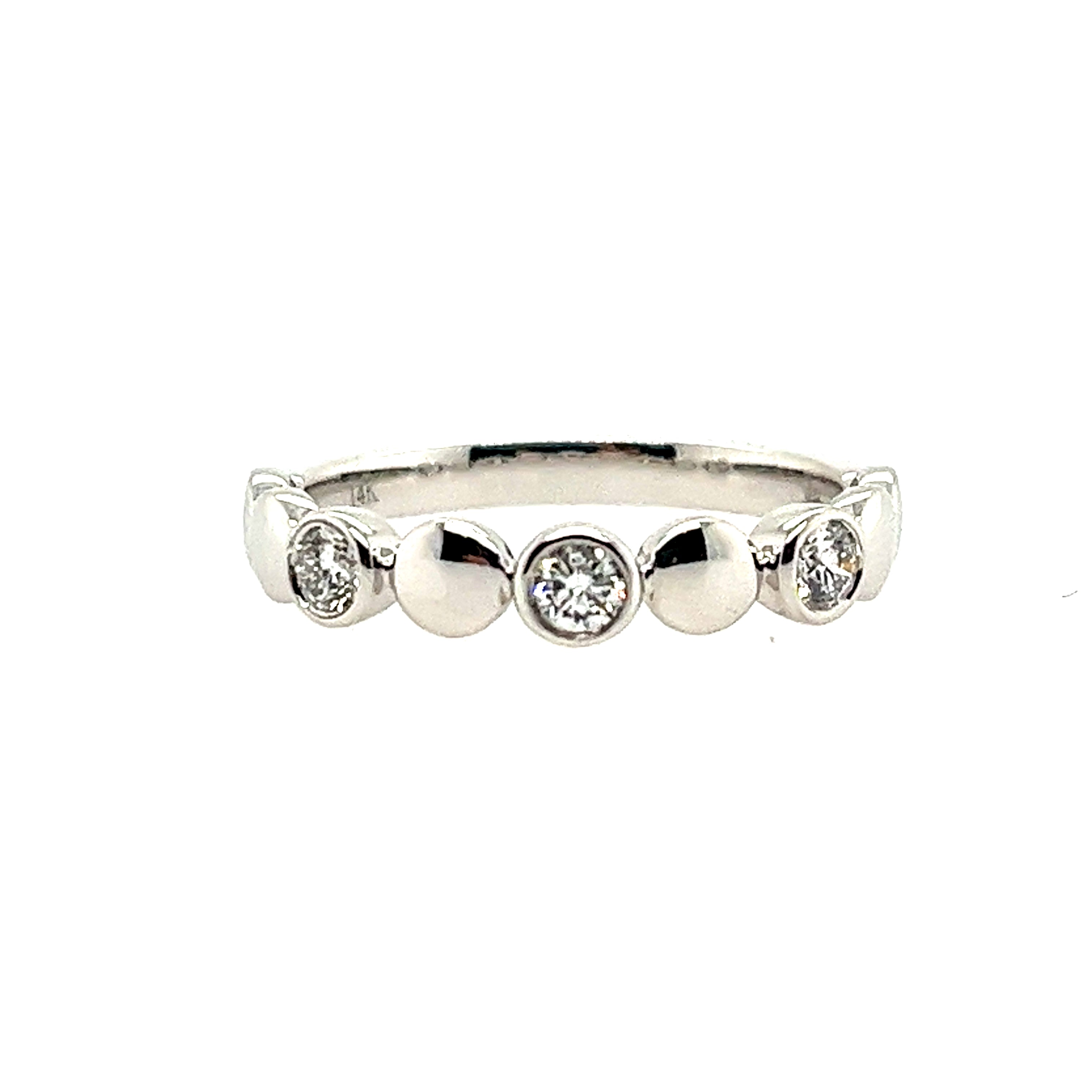 14k White Gold Bubble Diamond Fashion Ring