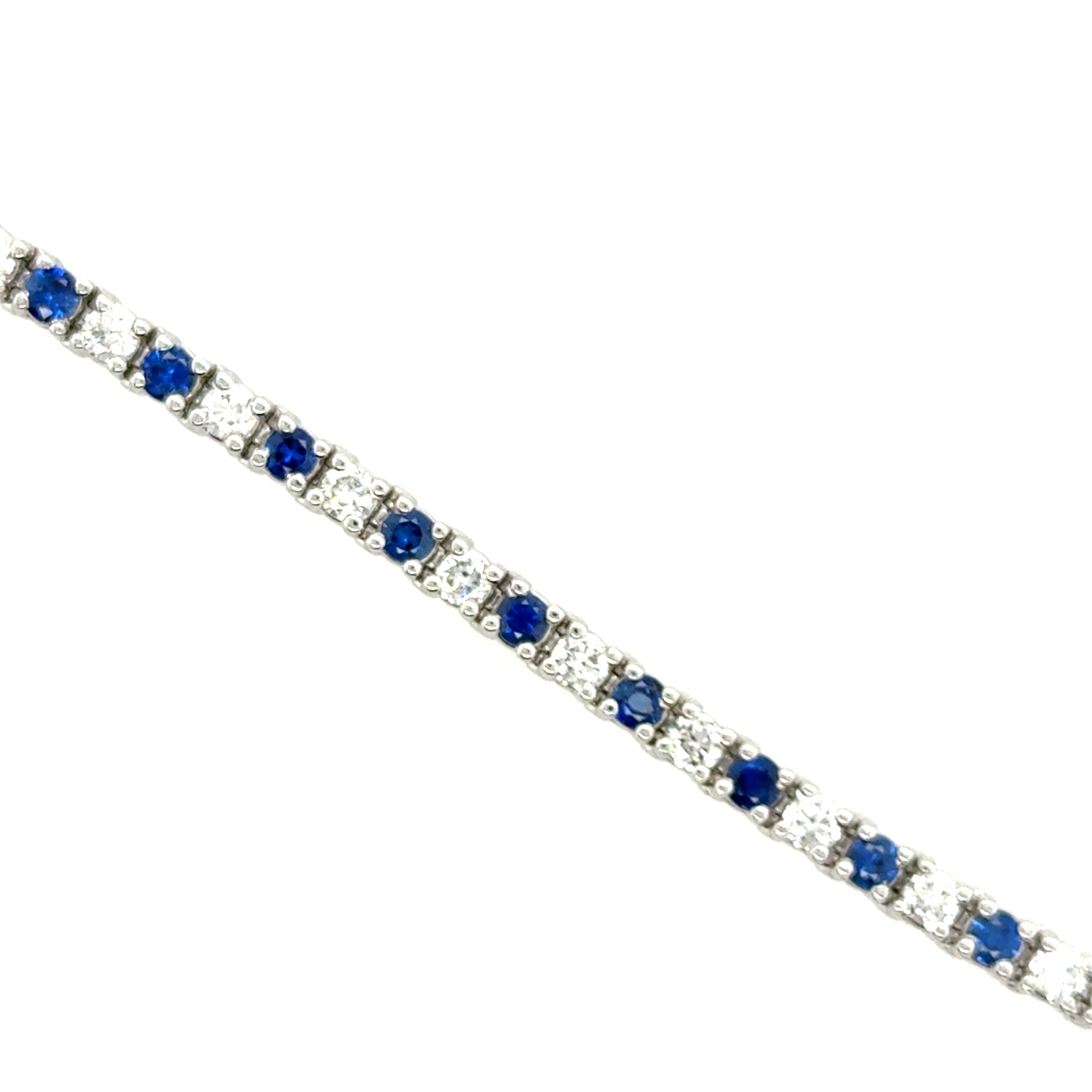 14k White Gold Sapphires Bracelet