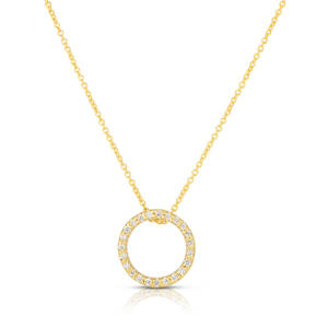 18K Yellow Gold Circle Diamond Pendant - Roberto Coin Inc