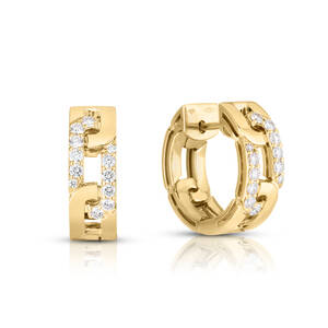18K Yellow Gold Small Hoop Diamond Earrings - Roberto Coin Inc