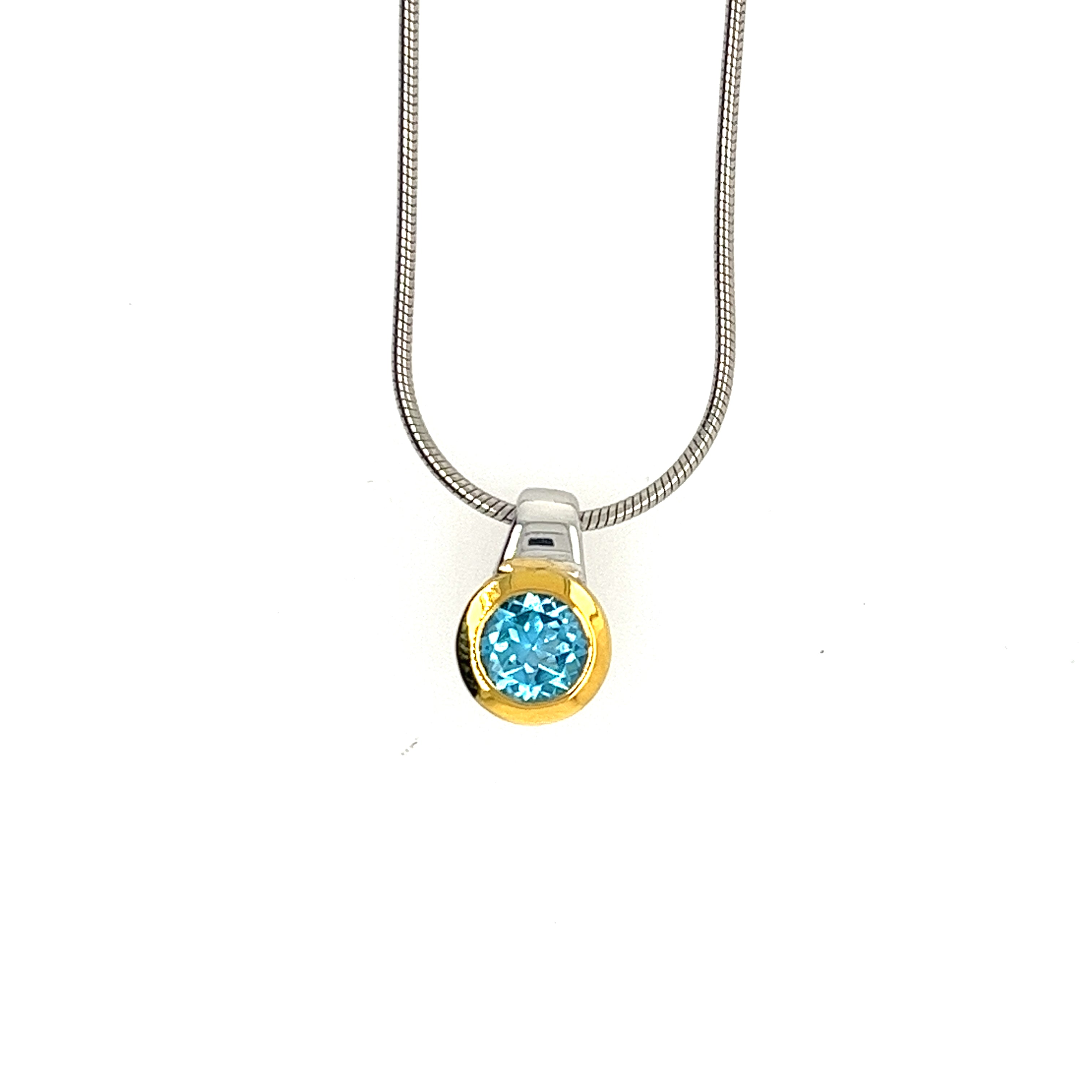 Sterling Silver And Gold Plated Blue Topazes Pendant