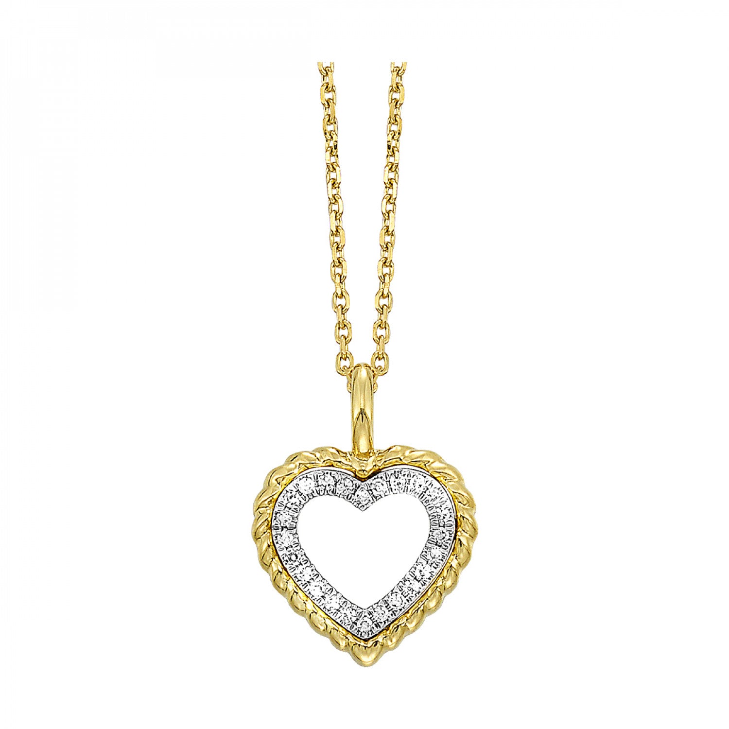 14K Yellow Gold Heart Diamond Pendant