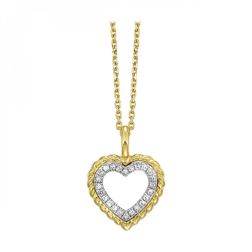 14K Yellow Gold Heart Diamond Pendant