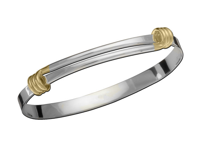 Sterling Silver And 14K Yellow Gold Bangle Bracelet