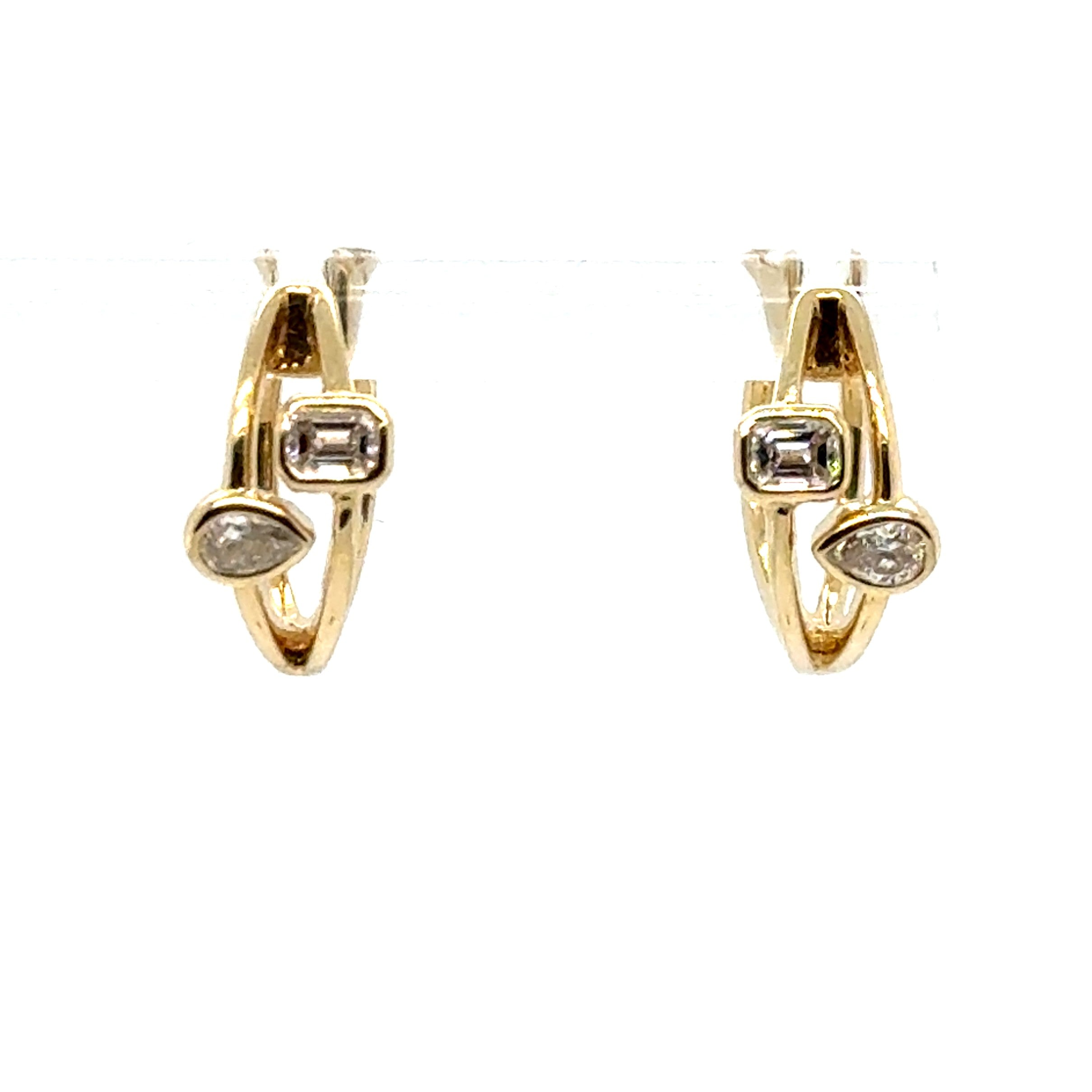 14 Karat Hoop Diamond Earrings