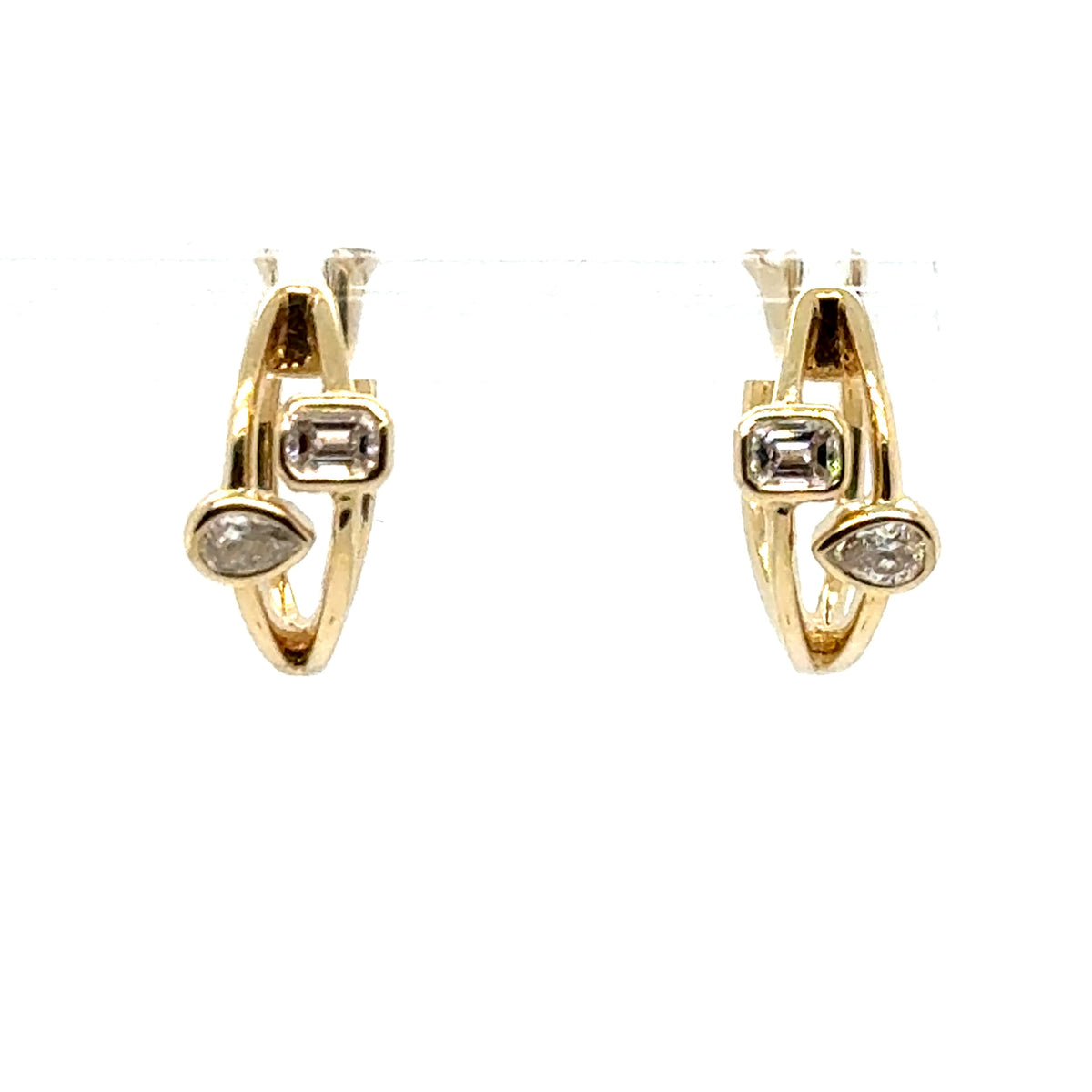14 Karat Hoop Diamond Earrings - Paramount Gems