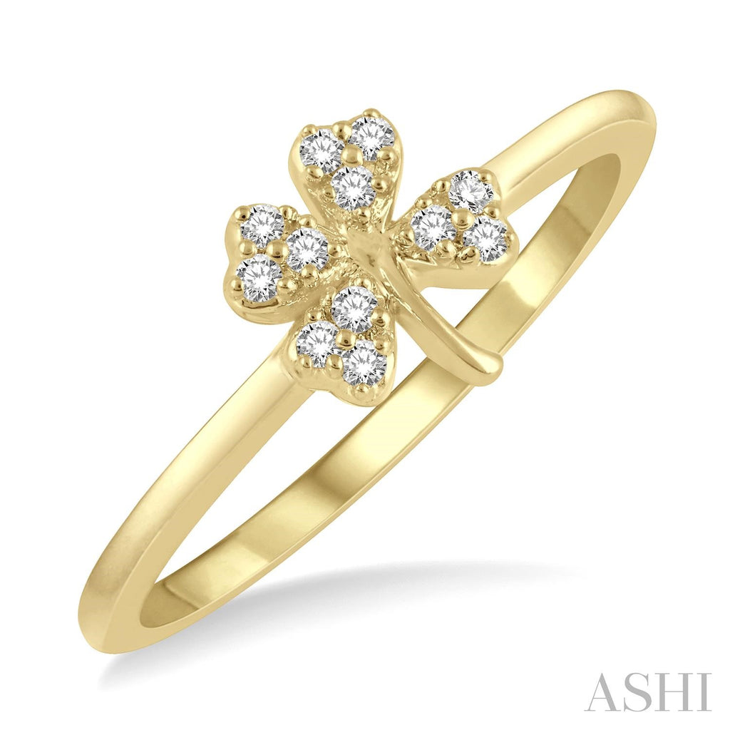 10K Yellow Gold Clover Diamond Fashion Ring