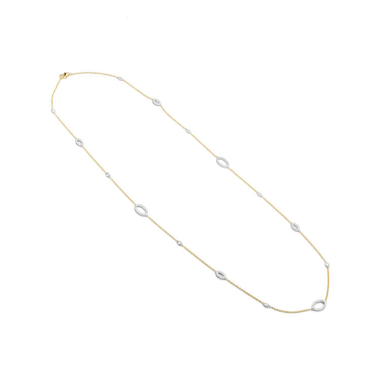 14K Yellow And White Gold Station Diamond Pendant