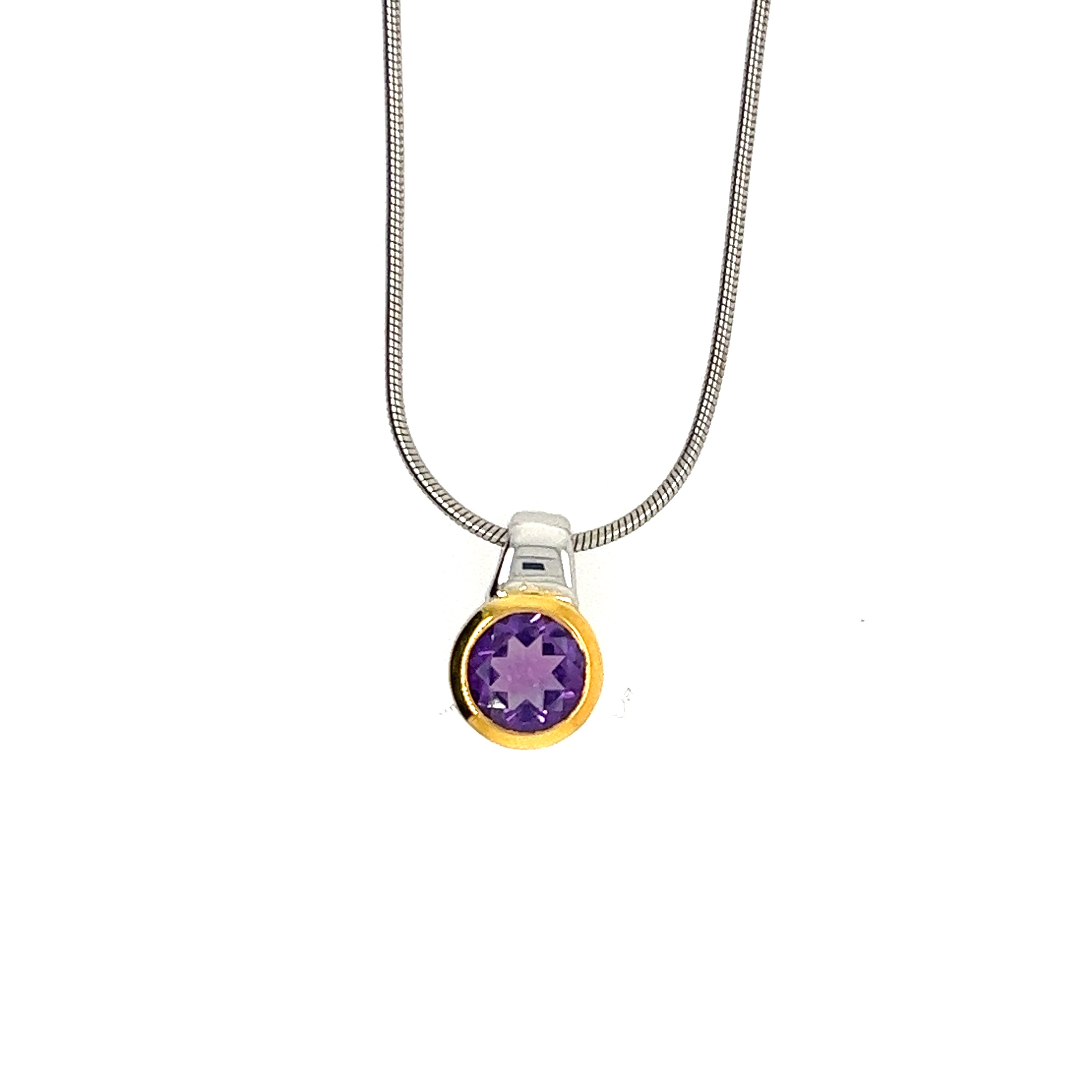 Sterling Silver And Gold Plated Amethyst Pendant