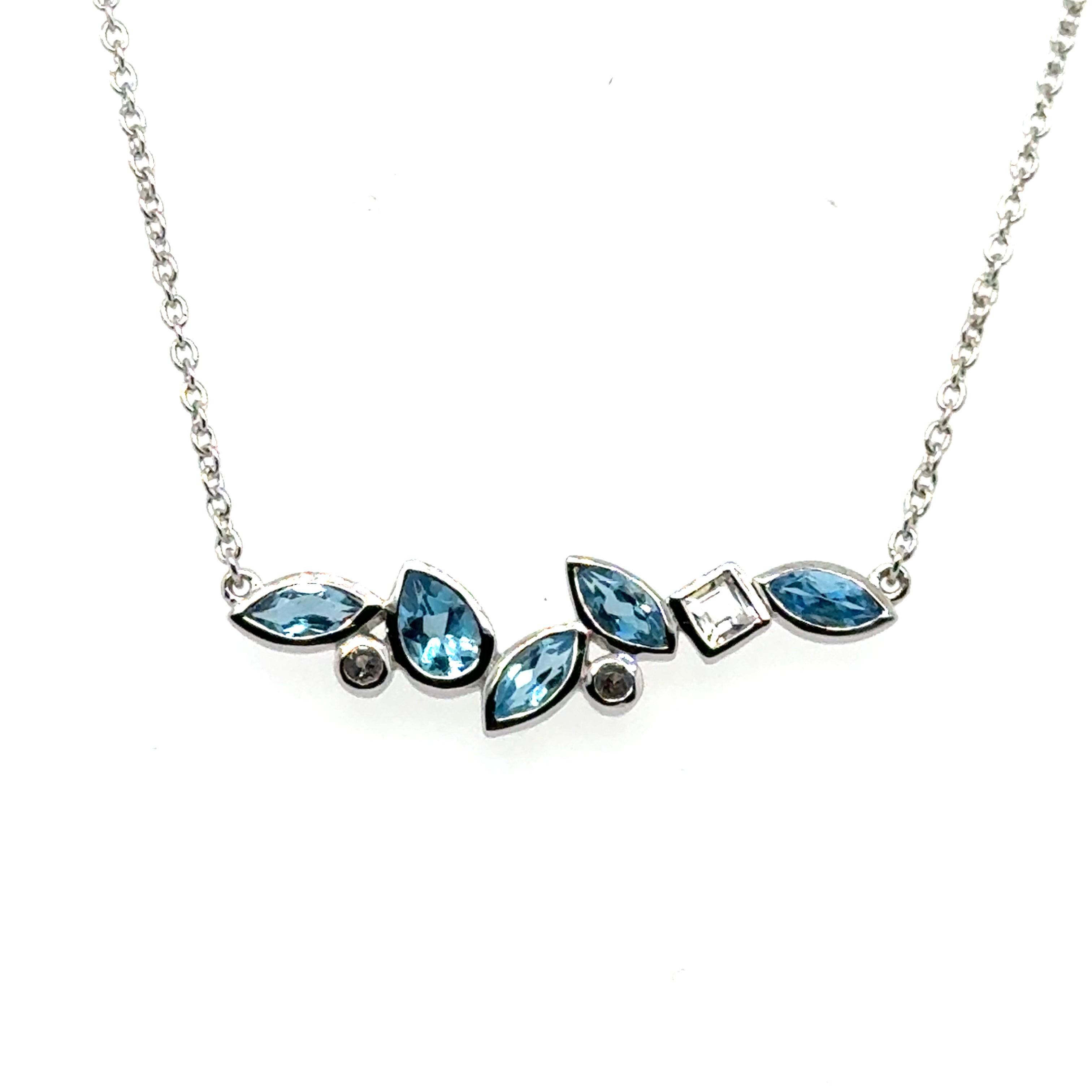 Sterling Silver Blue Topazes Necklace