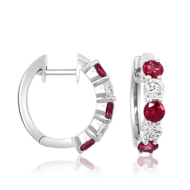 14 Karat Rubies Small Hoop Earrings