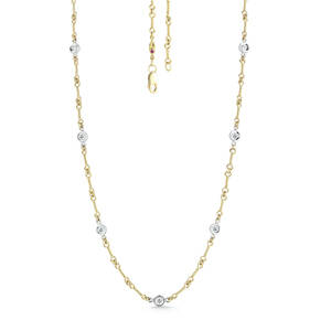 18K Yellow And White Gold Station Diamond Necklace - Roberto Coin Inc