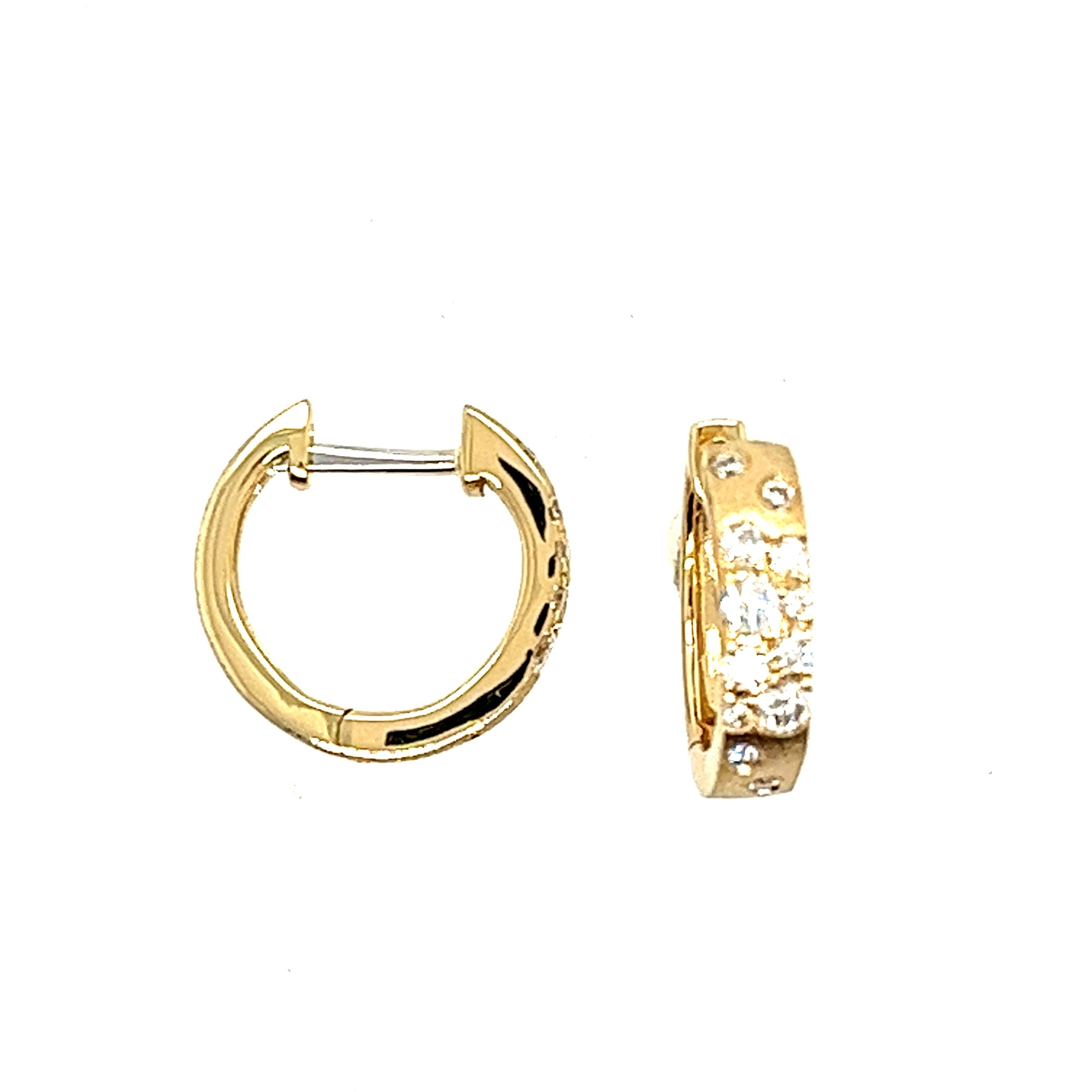 14K Yellow Gold Huggie Diamond Earrings