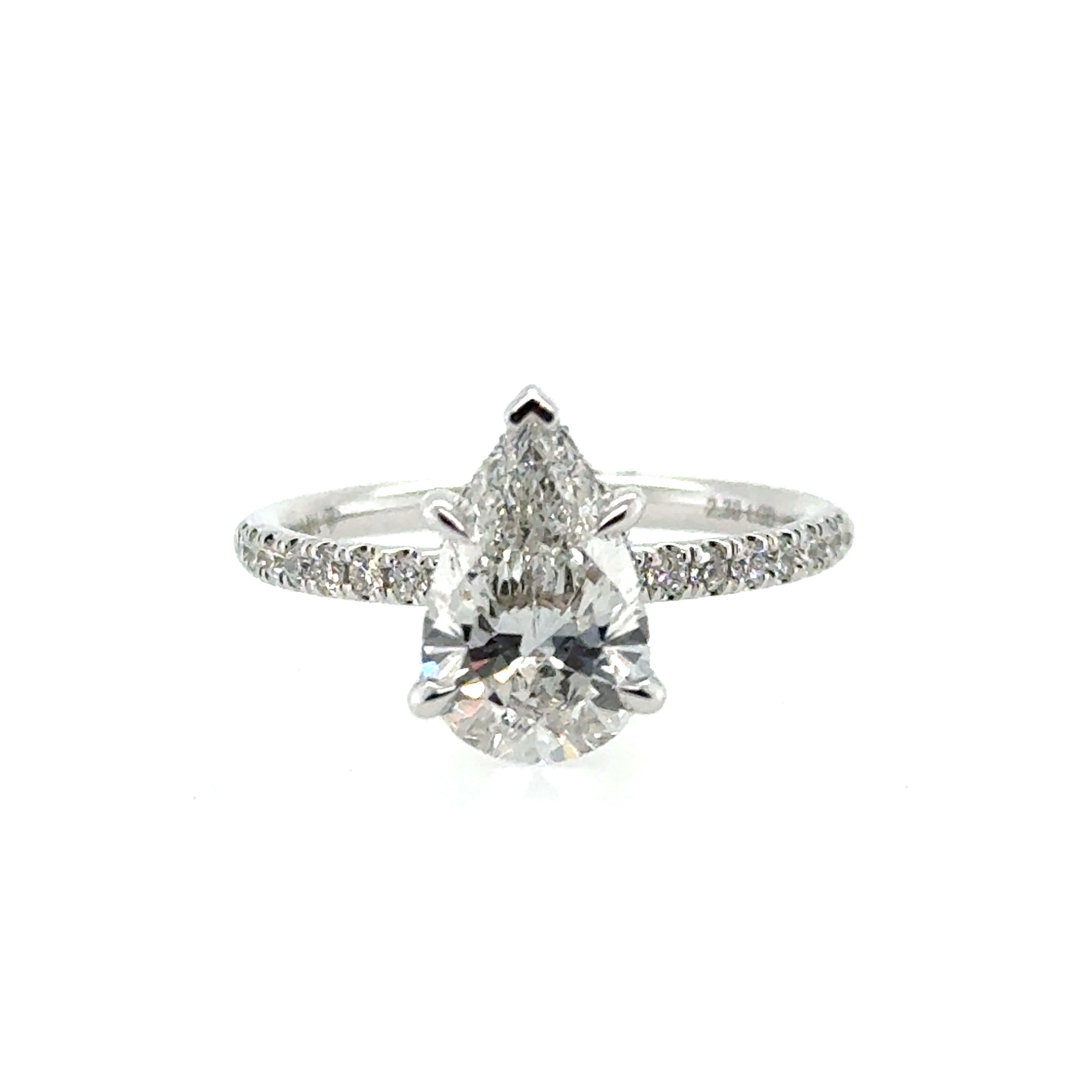 2.02ct Pear Shape Lab Grown Diamond Engagement Ring, 14K White Gold