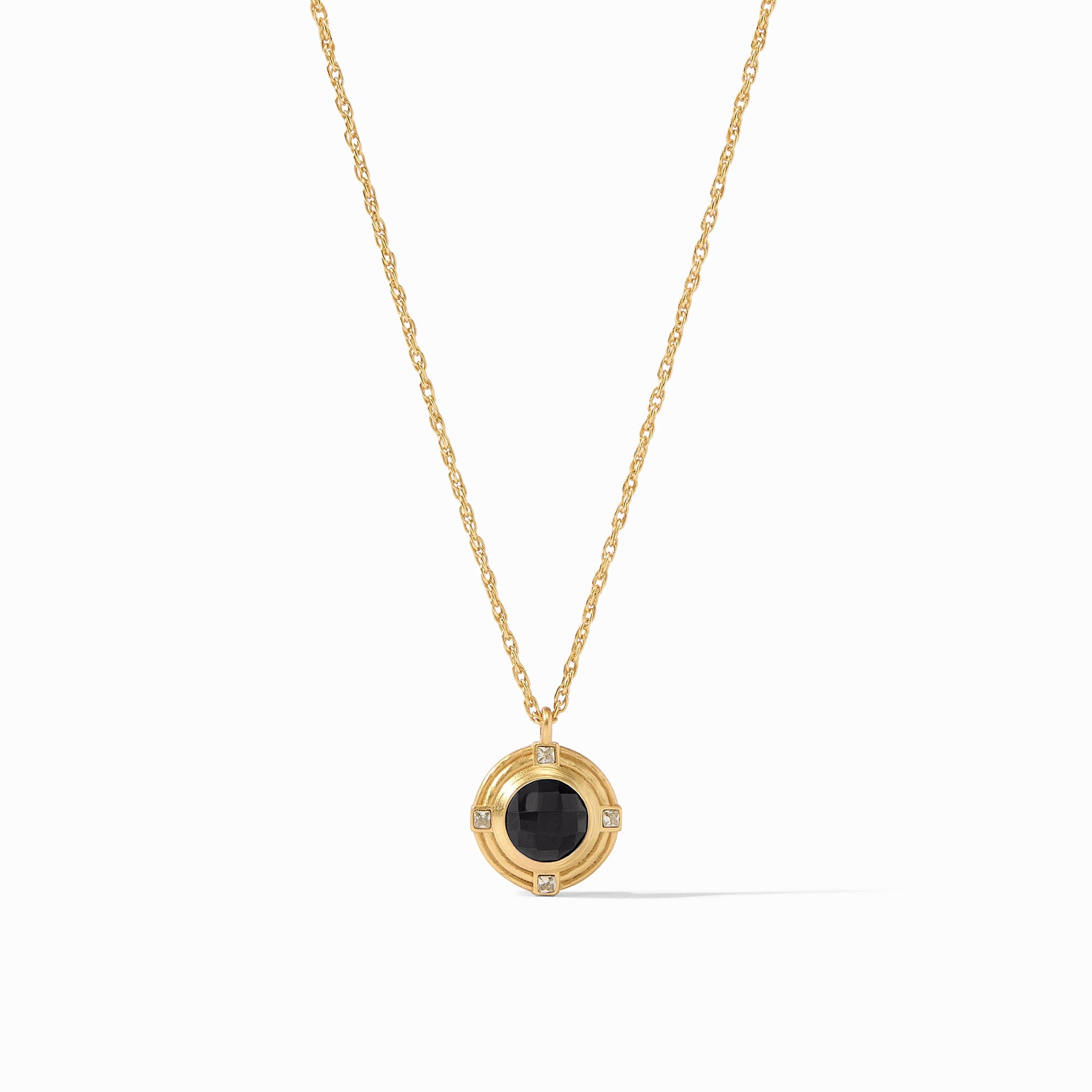 Gold Plated Obsidian/CZ Pendant