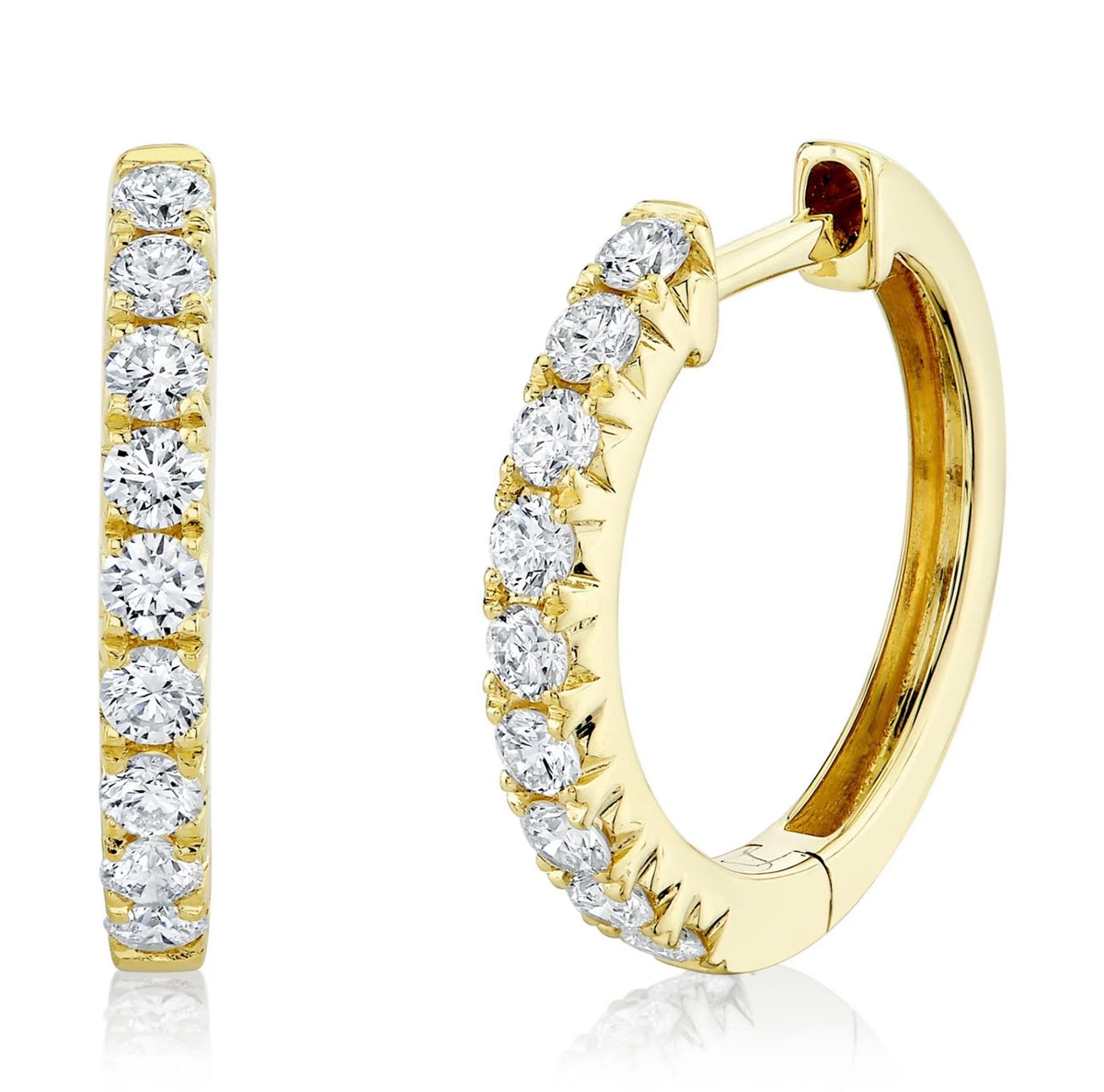 14 Karat Diamond Hoop Earrings - Shy Creation