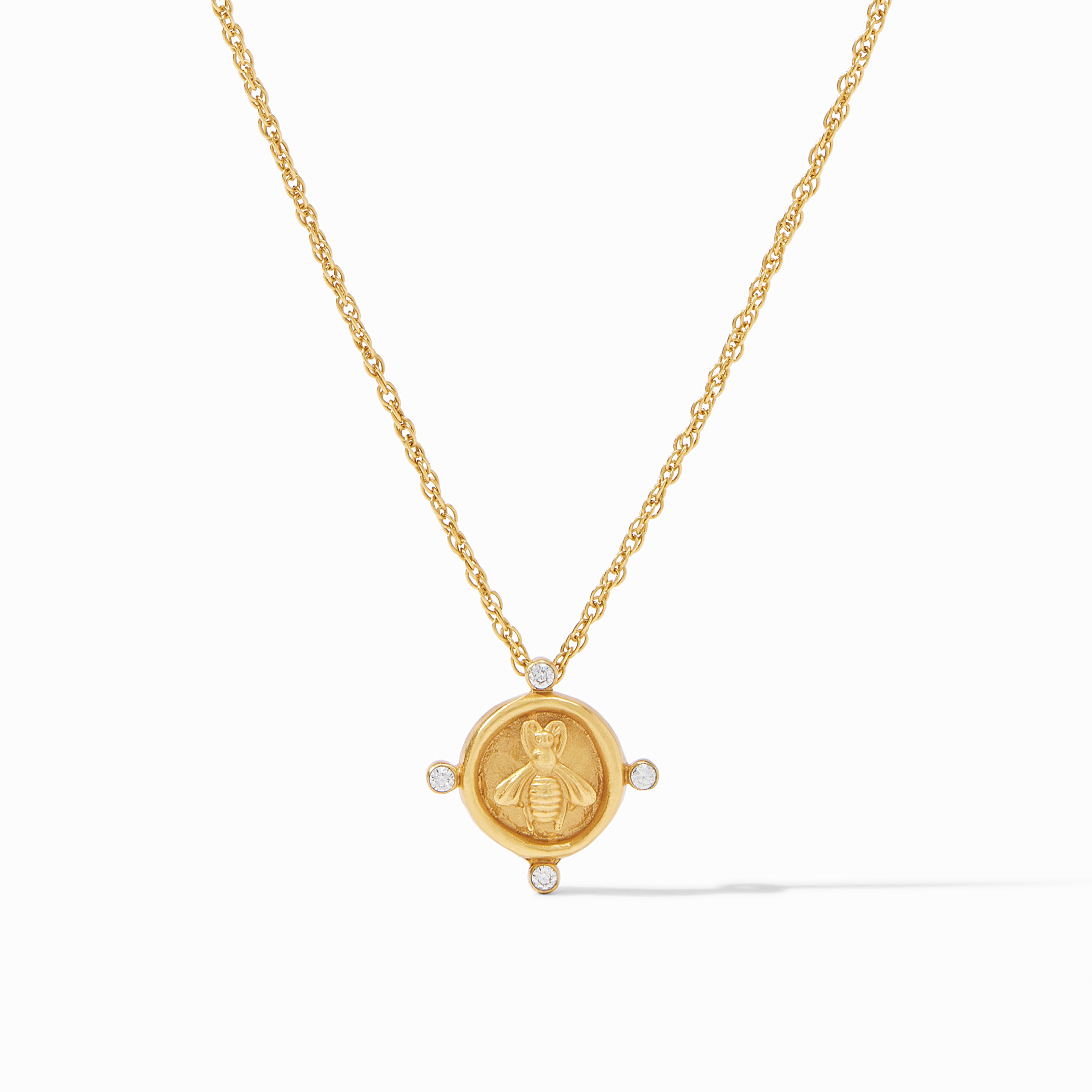 Gold Plated CZ Bee Necklace