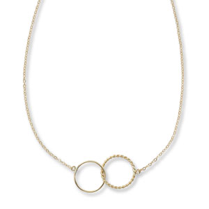 14K Yellow Gold Double Circle Necklace