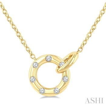 14K Yellow Gold Circle Diamond Pendant