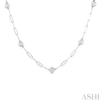 14k White Gold Station Diamond Pendant