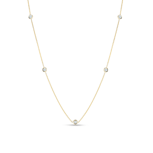 18K Yellow Gold Station Diamond Necklace - Roberto Coin Inc